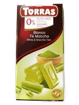 Шоколад Torras білий з чаєм матча без цукру 75 гр